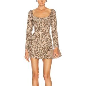 Miaou Dree Zebra Animal Print Front Zip Mini Dress M​​​​​​​​​​​​​​​​​​​​​​​​​​